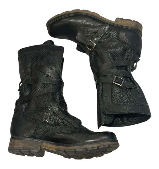 Steve Madden Banddit Black Leather Strappy Buckle Moto Boots Women's Size 10 - Picture 6 of 8